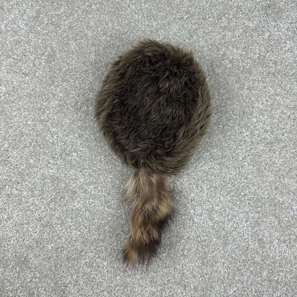 Vintage Style Raccoon Fur Coonskin Cap Trapper Hat Davy Crockett Frontier Brown